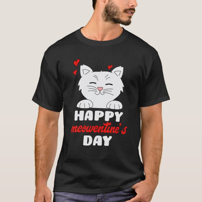 Camiseta Felices Meowentines Day Cute Cat Lover Mujeres Val (Anverso)
