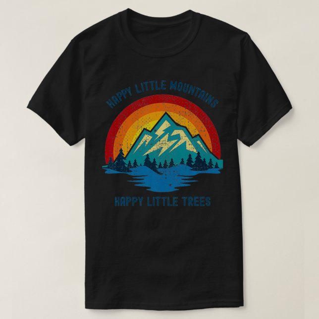 Camiseta Felices Montañas de los Árboles Bob Estilo Ret Vin (Diseño del anverso)