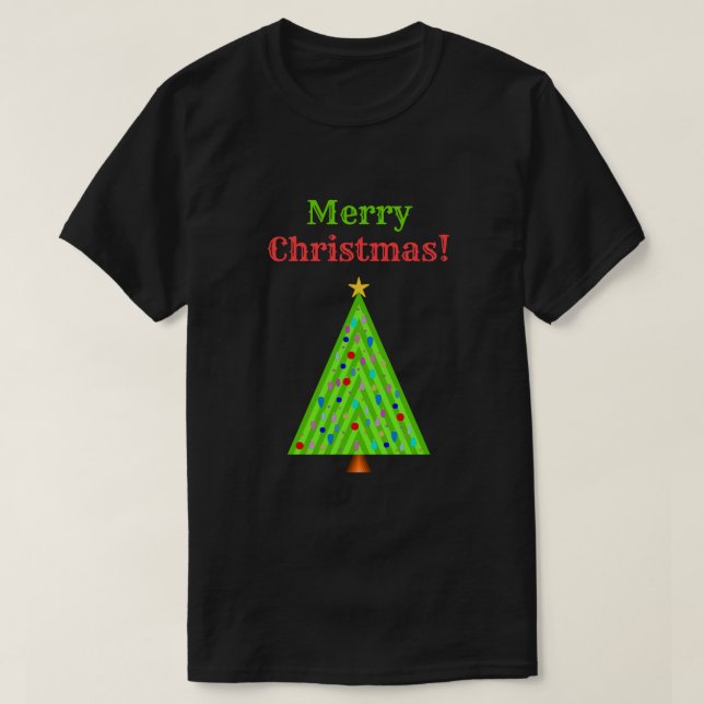 Camiseta "Felices Navidad!" + Árbol de navidad adornado (Diseño del anverso)