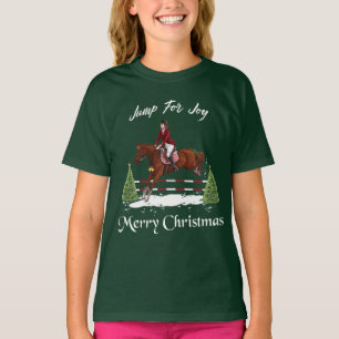 Camiseta Felices Navidad, caballo de salto inglés ecuestre