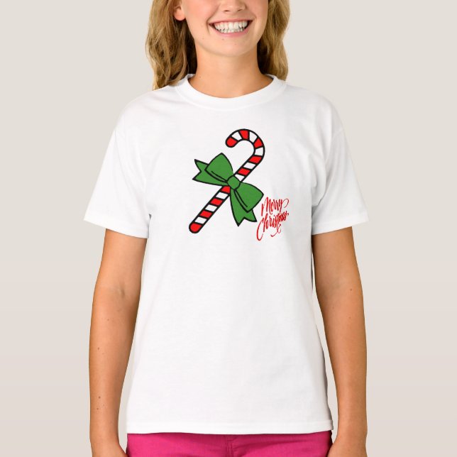 Camiseta Felices Navidad con el bastón de caramelo (Anverso)