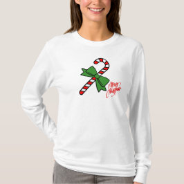 Camiseta Felices Navidad con el bastón de caramelo