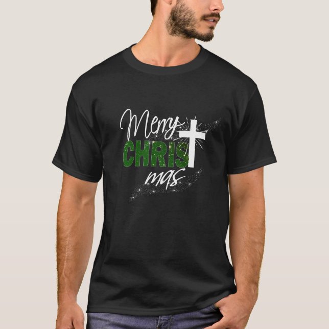 Camiseta Felices Navidad cristianas del navidad con la cruz (Anverso)