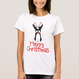 Camiseta Felices Navidad de Boston Terrier