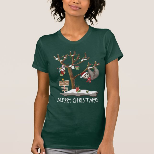 Camiseta FELICES NAVIDAD de las mujeres de POSTE de la (Anverso)