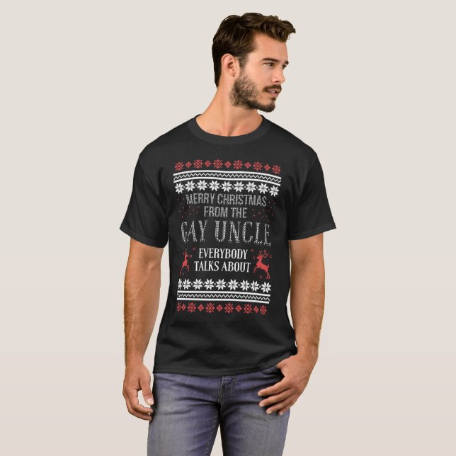Camiseta Felices Navidad de tío gay Everyone T-Shirt (Anverso completo)