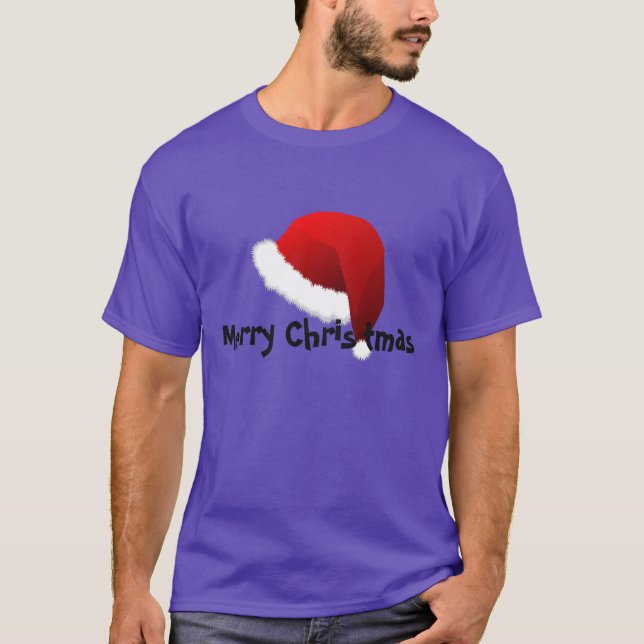 Camiseta Felices Navidad del gorra de Santa Camisa-Púrpuras (Anverso)