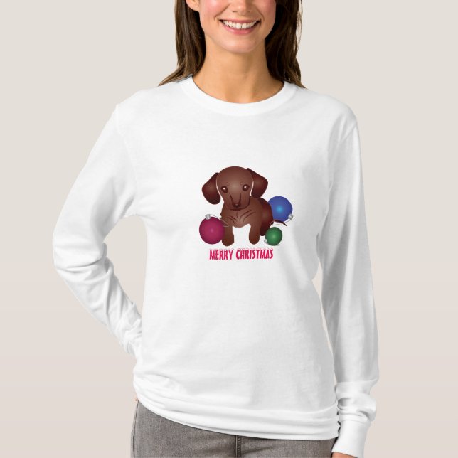 Camiseta ¡Felices Navidad del perrito del Dachshund! (Anverso)