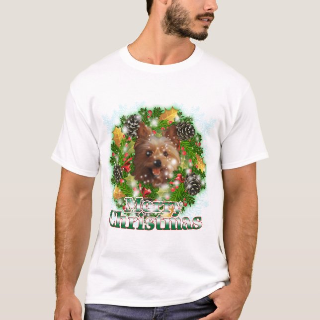 Camiseta Felices Navidad Yorkie (Anverso)