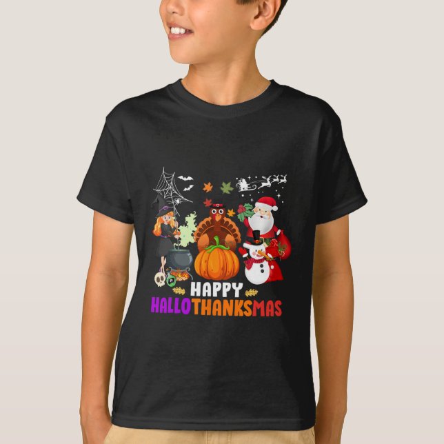 Camiseta Felices Navidades de Halloween Fall de Hallothanks (Anverso)