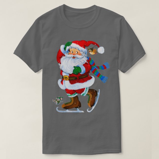 Camiseta felices navidades de patinaje sobre hielo de Santa (Diseño del anverso)