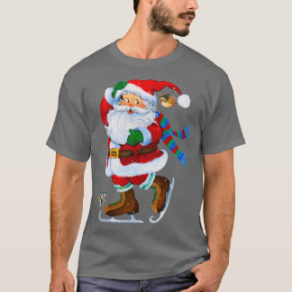 Camiseta felices navidades de patinaje sobre hielo de Santa