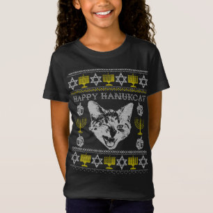 Camiseta Felices Navidades del gato judío Hanukcat Hannukah