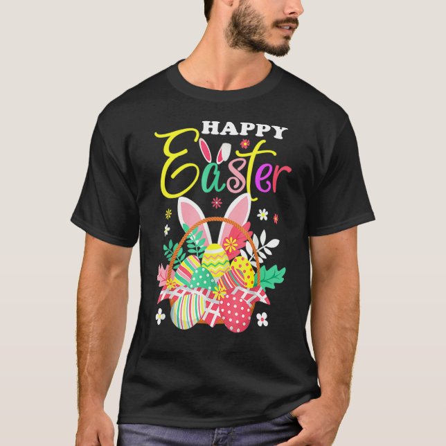 Camiseta Felices Orejas Conejitas de Huevo de Pascua 3 (Anverso)