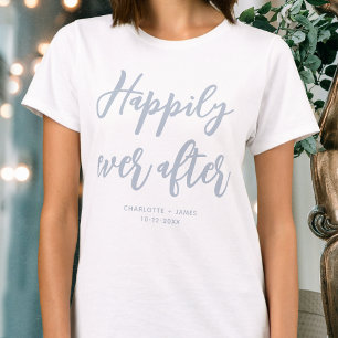 Camiseta Felices para siempre Bodas Personalizadas Azul Pol