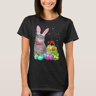Camiseta Felices Pascua, conejito y gato, hombres de la can