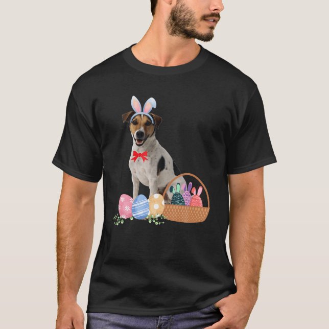 Camiseta Felices Pascuas Hermes de Perro Huevos Cesta Hombr (Anverso)