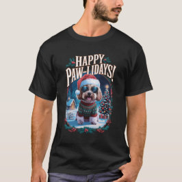 Camiseta Felices Pawlidays Maltipoo Dog Navidades Funny
