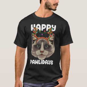 Camiseta Felices Pawlidays Ragdoll Navidad Paw Gato Fiestas