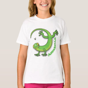 Camiseta Felices saludos de gecko verde con personalizado d