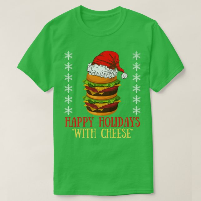 Camiseta Felices vacaciones con Cheese Xmas Cheeseburger Ha (Diseño del anverso)