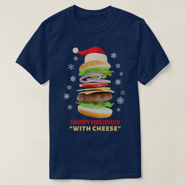 Camiseta Felices vacaciones con hamburguesa de Navidades qu (Diseño del anverso)