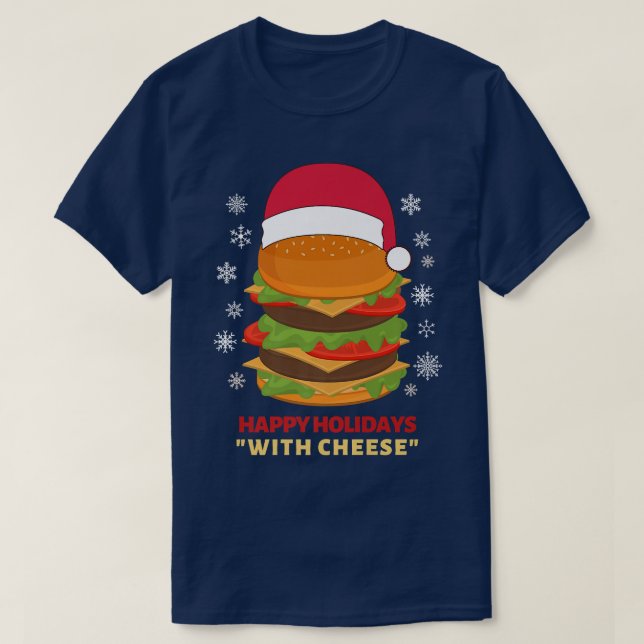 Camiseta Felices vacaciones con hamburguesa de Navidades qu (Diseño del anverso)