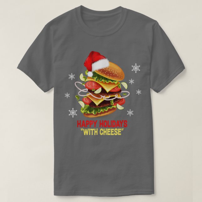 Camiseta Felices vacaciones con hamburguesa navideña (Diseño del anverso)