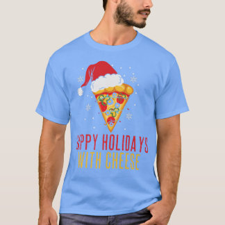 Camiseta Felices Vacaciones Con Navidades De Pizza Quesos F