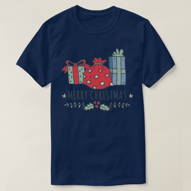 Camiseta Felices vacaciones Navidades lindos elementos (Diseño del anverso)