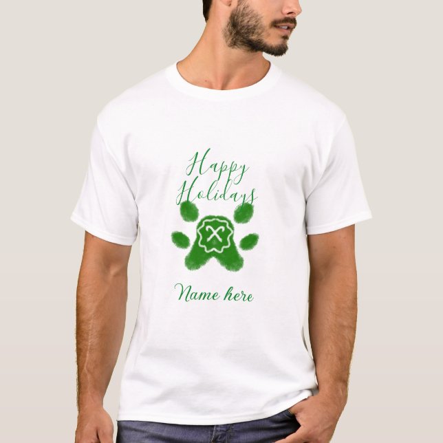 Camiseta Felices vacaciones perro mascota perro verde paw c (Anverso)