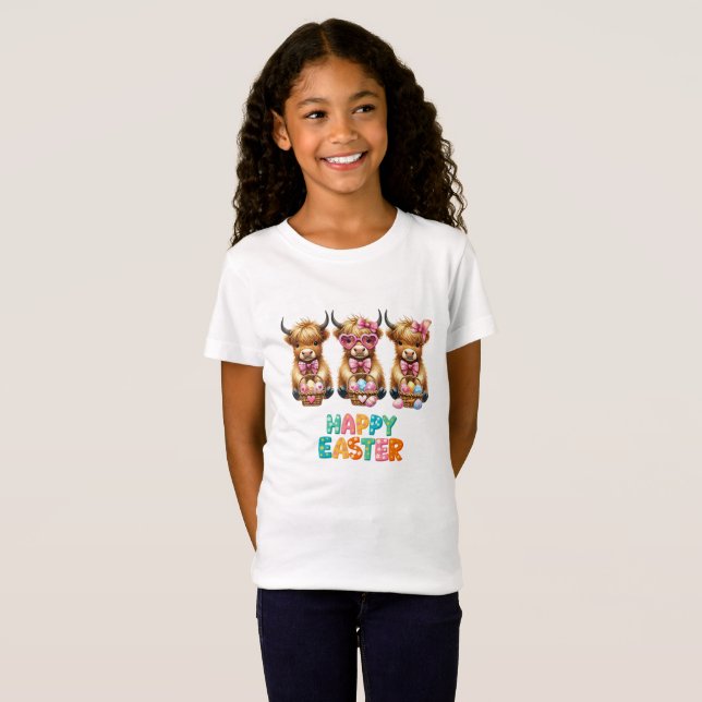Camiseta Felices vacas de la montaña de Pascua - Granja de  (Anverso completo)
