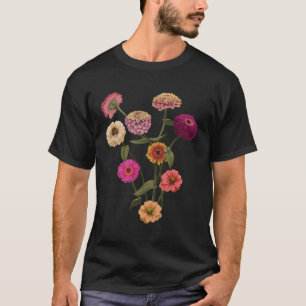 Camiseta Felices Zinnias Flores Silvestres Estilo Pintado a