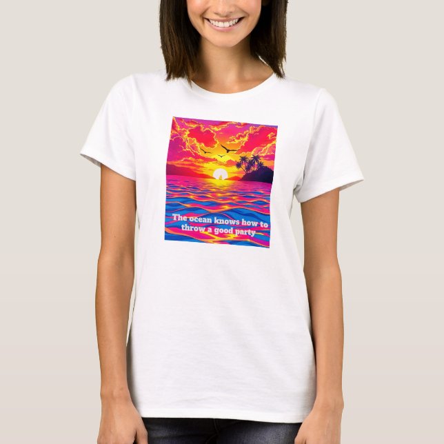 Camiseta Felicidad de Atardecer Tropical  (Anverso)