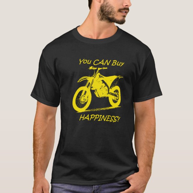 Camiseta Felicidad de la compra - amarillo en el negro (Anverso)