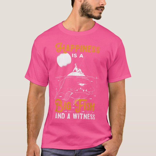 Camiseta Felicidad Testigo de Pescado Grande Boat Angler Se (Anverso)