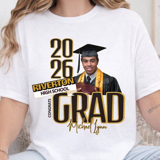 Camiseta Felicidades Clase Graduada de 2028 Foto Personaliz (Subido por el creador)