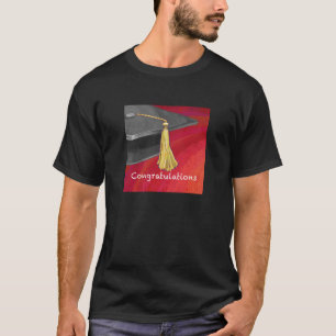 Camiseta Felicidades Graduado Negro y Rojo
