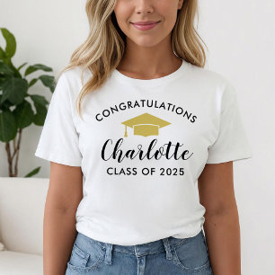 Camiseta Felicidades Graduado Nombre 2026 Oro