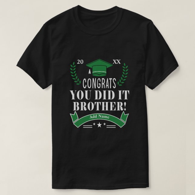 Camiseta ¡Felicidades, hermano! Graduación personalizado (Diseño del anverso)