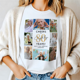 Camiseta Felicidades por 80 Años Colograma de Cumpleaños