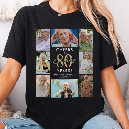 Camiseta Felicidades por 80 años de collage de fotos de cum