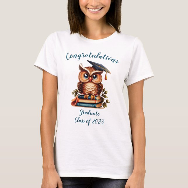 Camiseta Felicitaciones a la graduación de Lechuza Sabia (Anverso)