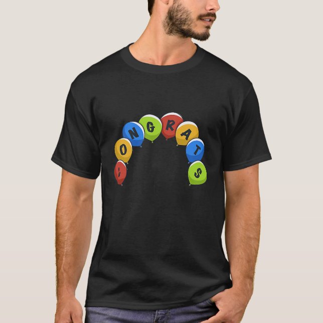 Camiseta Felicitaciones, celebración de globos (Anverso)