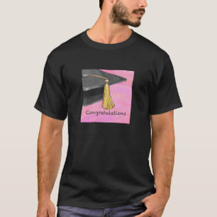 Camiseta Felicitaciones Graduado Negro y Rosa