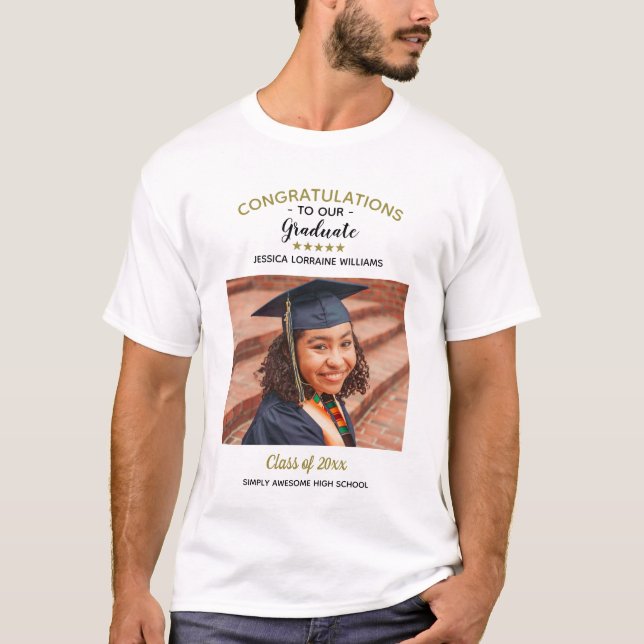 Camiseta Felicitaciones Personalizado Foto Graduada (Anverso)