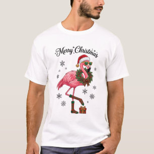 Camiseta Feliciz Navidad Flamenco Sombrero de Santa Corona