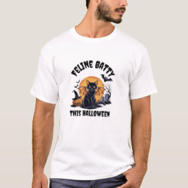 Camiseta Feline Batty Halloween: Gracioso gato con alas de 