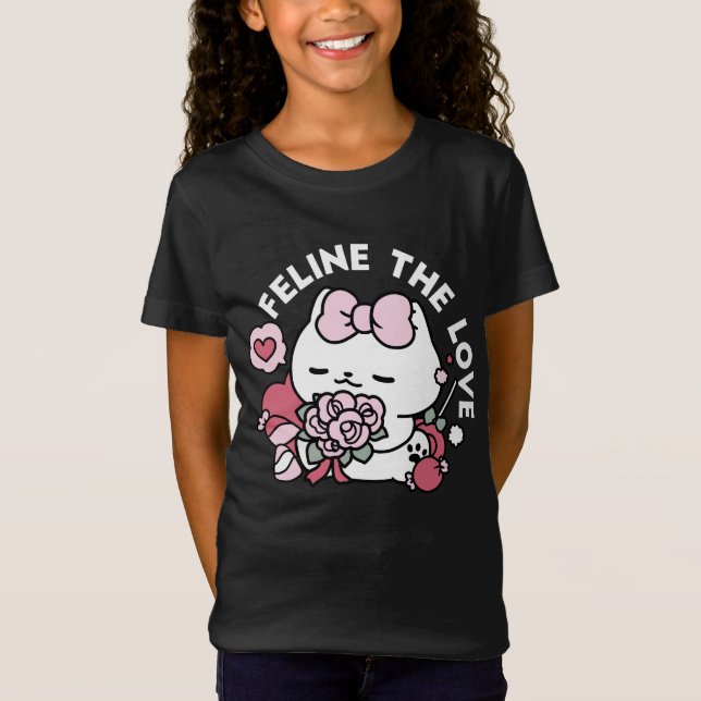 Camiseta Feline el amor - lindo diseño de gato de San Valen (Anverso)