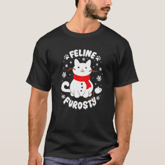 Camiseta Feline Frosty Funny Cute Cat Snowman Christmas Hol